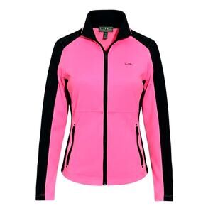 RALPH LAUREN ACTIVE Womens (L) Pink Coral/Black Cotton-Blend Zip-Up Track Jacket